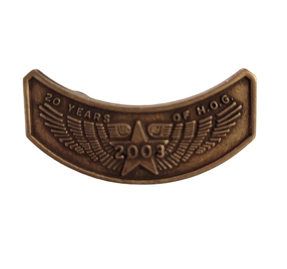 Harley Owners Group 2003 - 20 Years of H.O.G. Brass Moto Pin